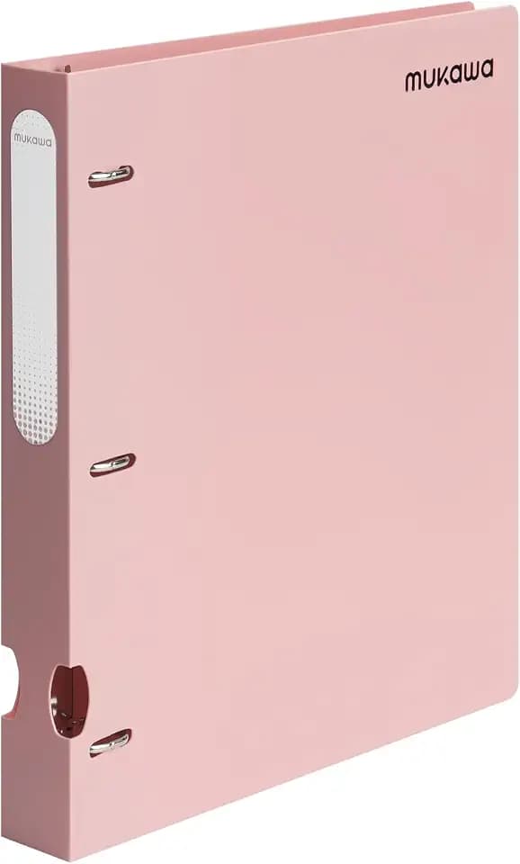 MUKAWA 1 Inch 3 Ring Binder, D-Ring Binder Holds 250 Sheets, PP Cover with Writable Spine Label, Lay-Flat Design, Letter Size 8.5x11, Lightweight for School, Office & Home Organization, 1 Pack, Pink