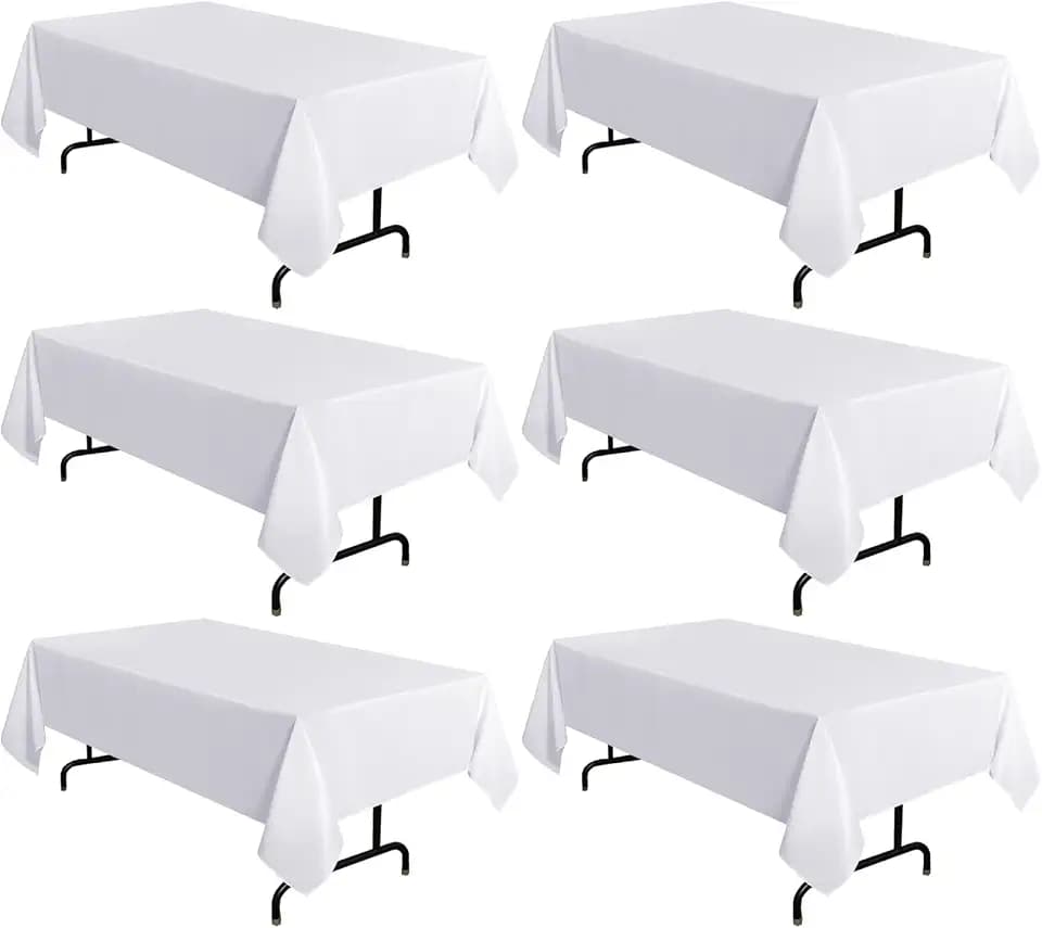 sancua 6 Pack White Table Cloth 60x102 Inch for 6 Feet Rectangle Tables
