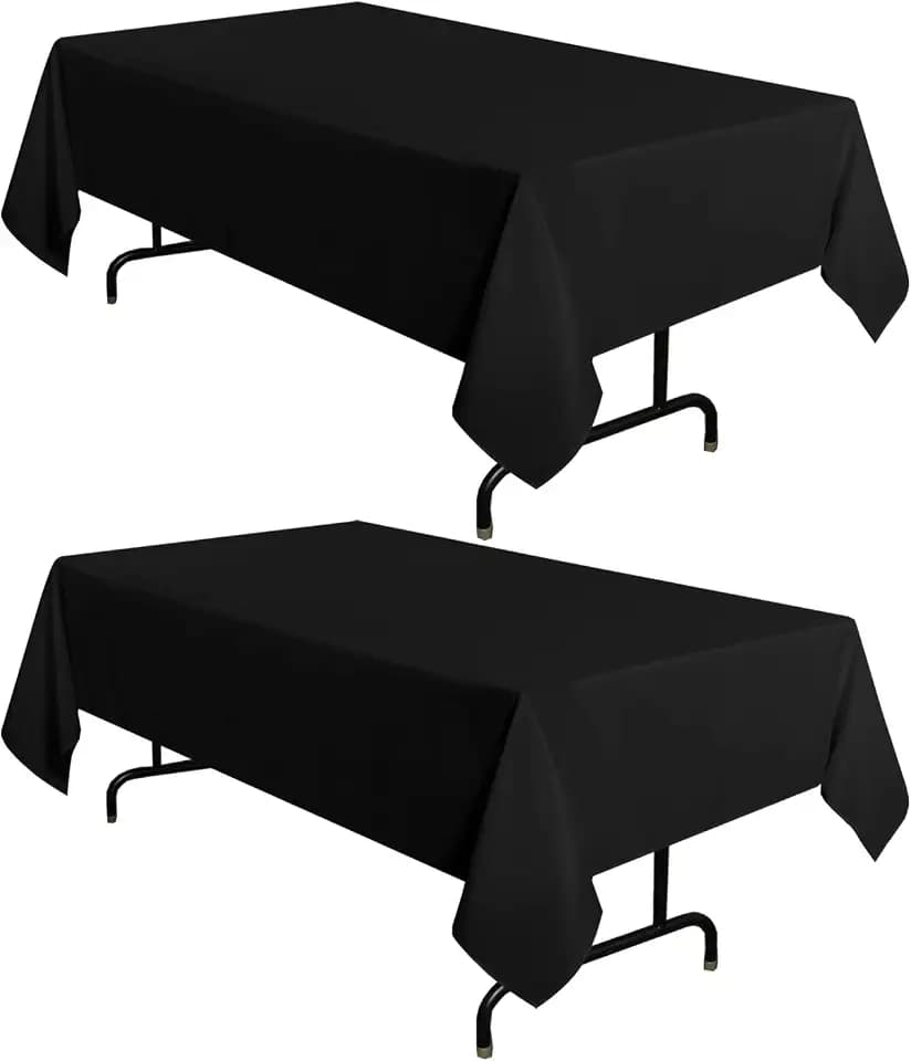 sancua 2 Pack Black Tablecloths 60x120 Inch for 8 Feet Rectangle Tables