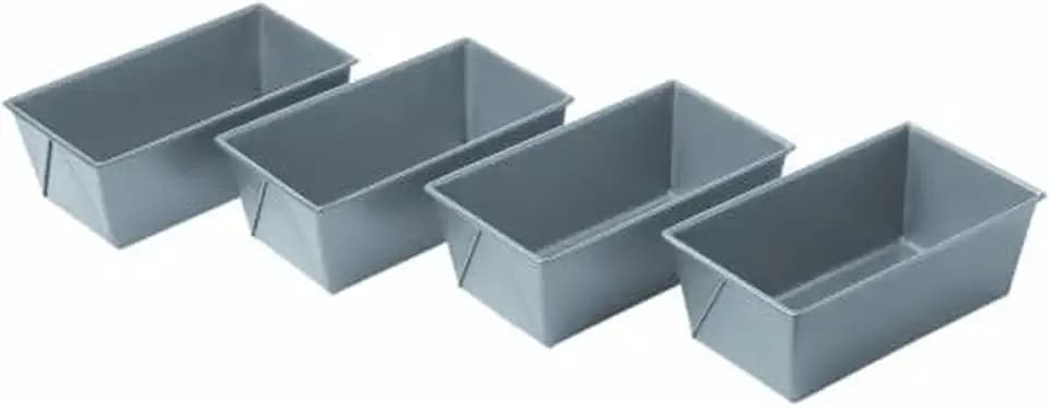 Chicago Metallic Commercial II Non-Stick Mini Loaf Pans, 5.7in X 3.2in X2.2in (14.6cm X 8.2cm X 5.4cm) 4 mini loaf pans.