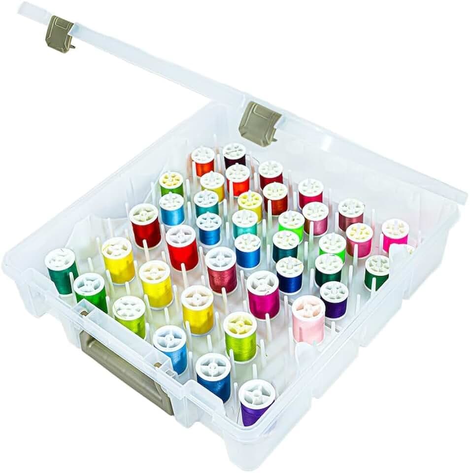 ArtBin Super Satchel Thread Box - Versatile Thread Storage for Sewing, Embroidery, and Quilting - 108 Pegs, Portable Design, Compatible with ArtBin Accessories - Made in USA, Transparent and Compact