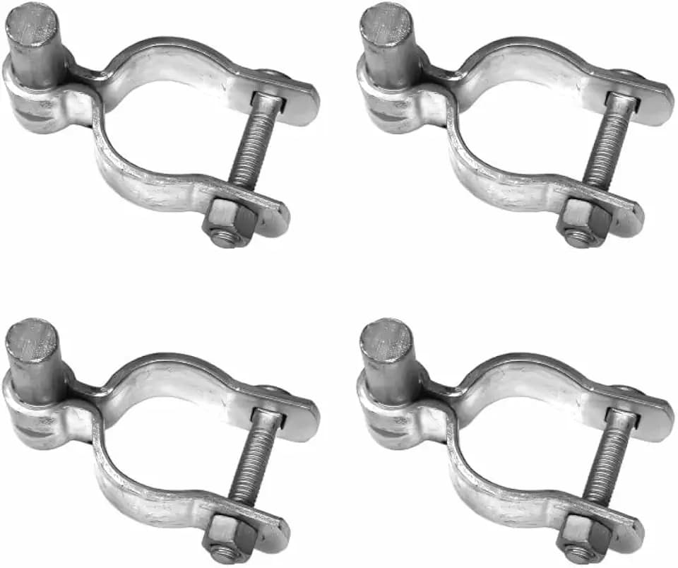 Chain Link Fence Male Gate Post Hinge, 2-3/8 inch OD Post, 4 Pack with Hardware + Nuts & Bolts (Silver, 2-3/8")