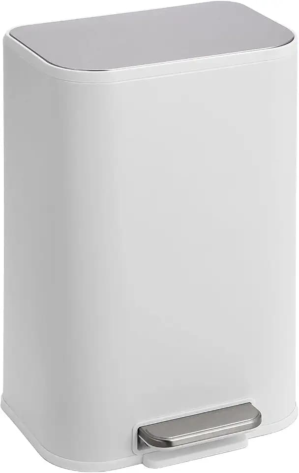GarveeHome 3.2 Gal Stainless Steel Bathroom Trash Can with Lid, White