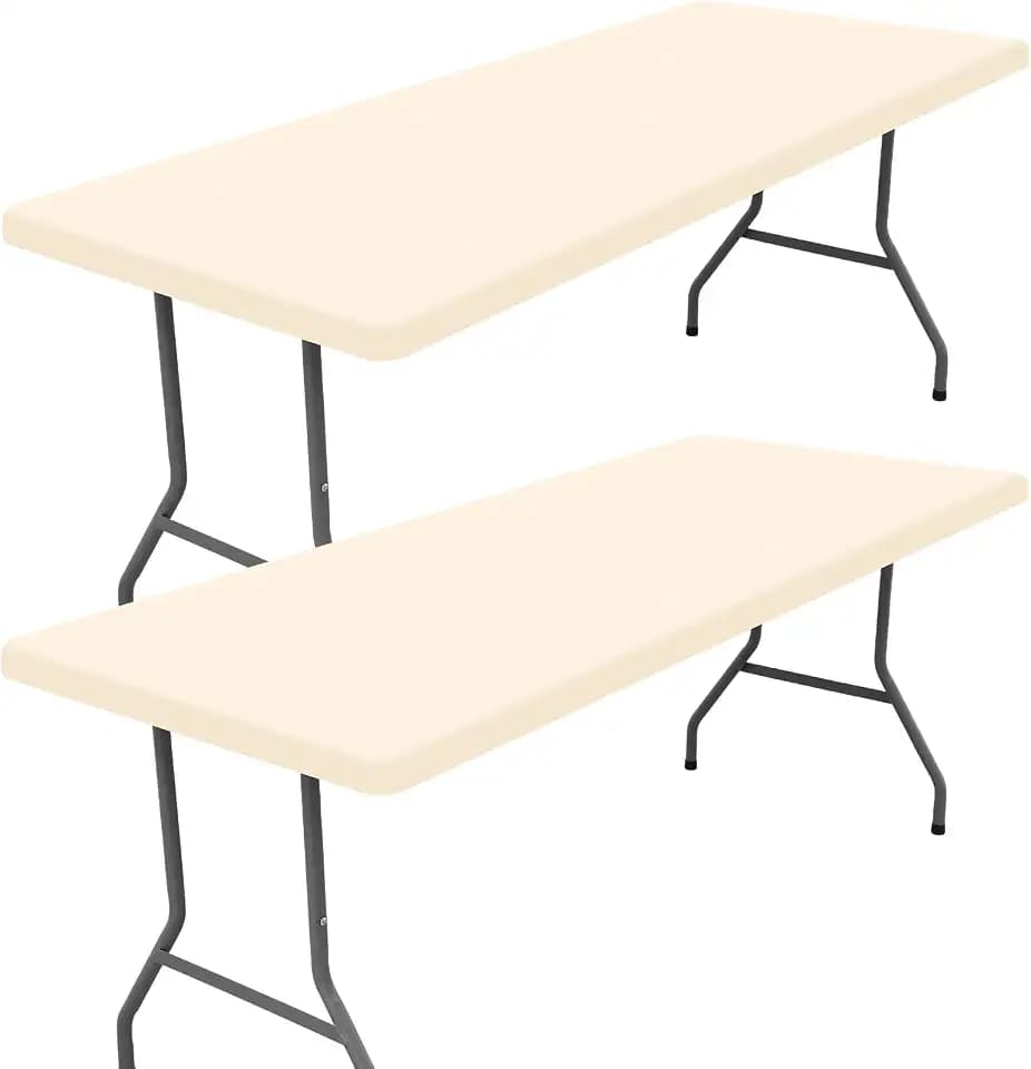 Moosfor 2 Pack Rectangle Spandex Fitted Table Cloth, 6FT Elastic Tablecloth