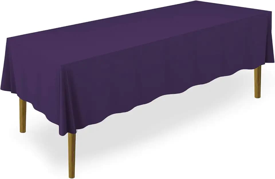 Lann's Linens 70 x 120 Inch Rectangular Tablecloth, Washable Polyester Fabric Table Cloth for Dining Tables, Parties, Restaurants, Weddings - Purple