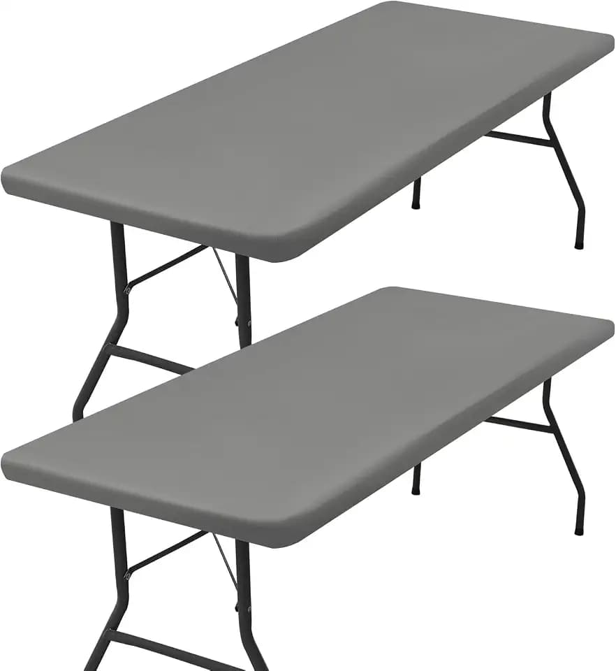 homing 2 Packs 4 Foot Rectangle Grey Elastic Fitted Table Cloth