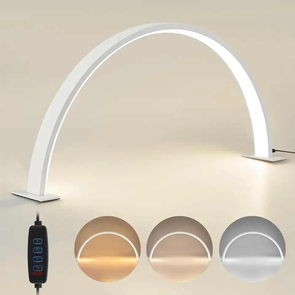 Nail Lamp for Desk, 18.5in Diameter Half Moon Lamp with 3 Color Modes & 10-Level Adjustable Brightness, Desk Lamp for Nail Tech, Lash Extensions, Facial Spa, Manicure(8.66” Hx 18.5” W)