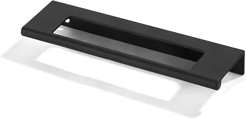 khtumeware 2 Pack 5 inch(128mm) Hole Center Black Finger Edge Pulls Zinc Drawer pulls Hidden Edge Matte Black Handles Hardware Solid Finger Pulls Kitchen Hardware Bedroom Dresser Drawers