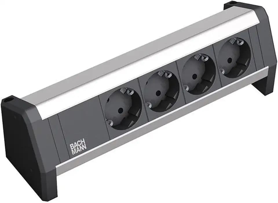 Bachmann 902.0049 DESK Steckdosenl. 4xSchuko, Schwarz
