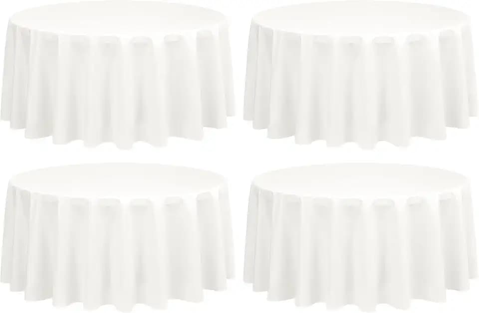 Showgeous 4 Pack Ivory Polyester 90 Inch Round Tablecloths