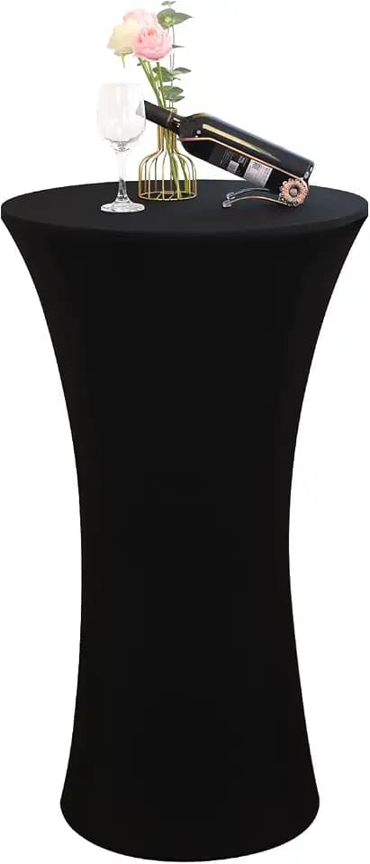SereneGrace 24x40 Inch Round Cocktail High Top Table Cover, Black Spandex Small Round Tablecloth 24 Inch for Parties, Bar, Events, Bistro, Pub, Festival, Banquet