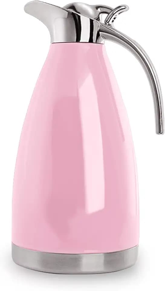 68 Oz Stainless Steel Thermal Carafe - Double Walled Vacuum Insulated Thermos/Carafe with Lid - Coffee/Tea Carafe Heat & Cold Retention - 2 Liter Pink