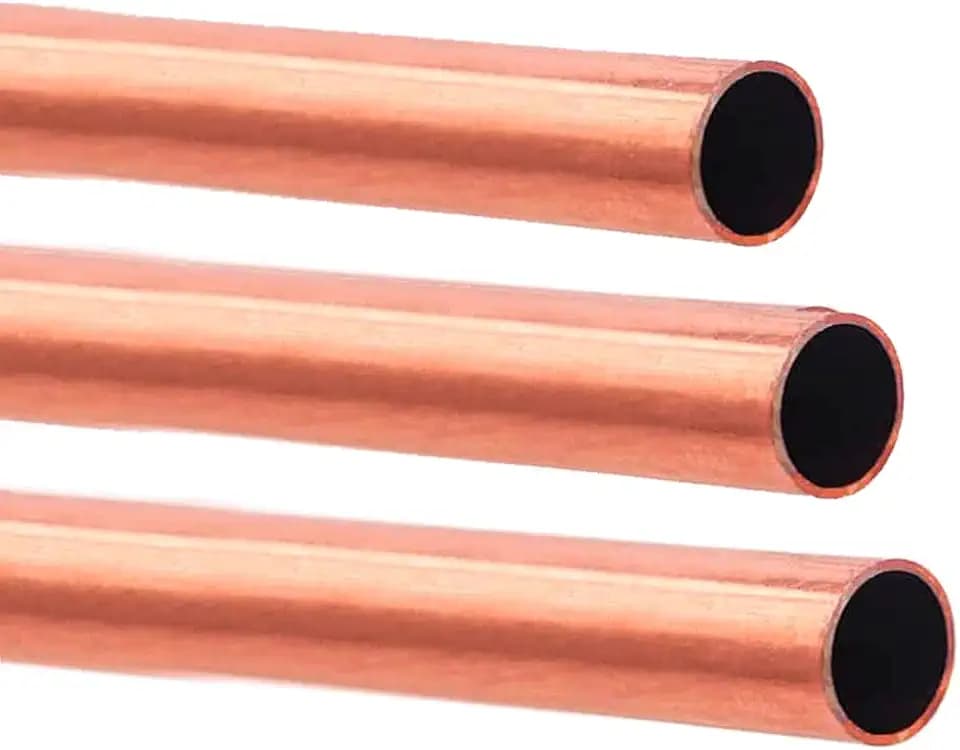 Eoiips Copper Round Tube 3/4”OD x 43/64”ID (17-19mm) Straight Copper Round Metal Pipe Tubing, 10" Length, 3pcs