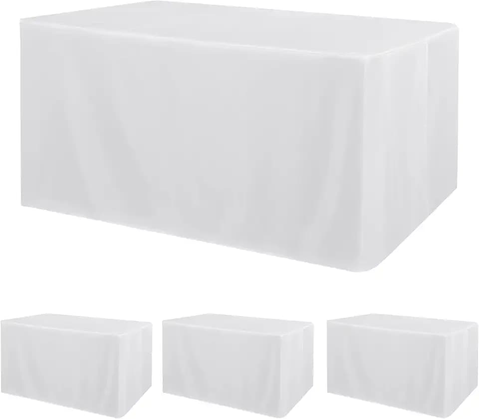 Obstal 4 Pack Table Clothes for 8 Foot Rectangle Tables, White