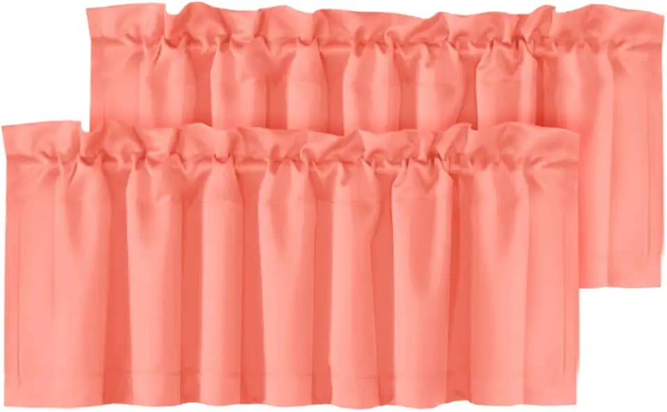 H.VERSAILTEX Blackout Valances for Windows,Short Window Valances Curtains for Living Room/Bedroom/Bathroom Privacy Decorative Rod Pocket ,2 Panels,52" W x 18" L, Coral