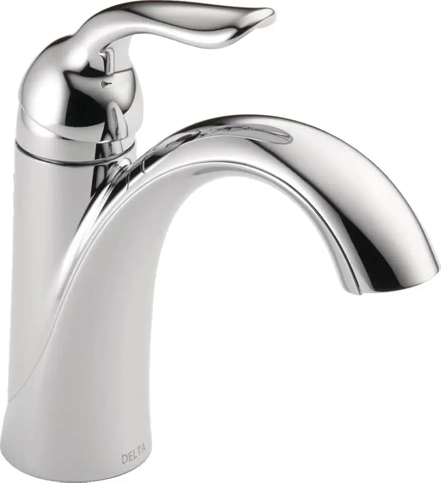 Delta Lahara Chrome Bathroom Faucet 1 Hole, Single Hole Bathroom Sink Faucet for Vanity, Metal Push-Pop Drain Assembly, Chrome 538-MPU-DST