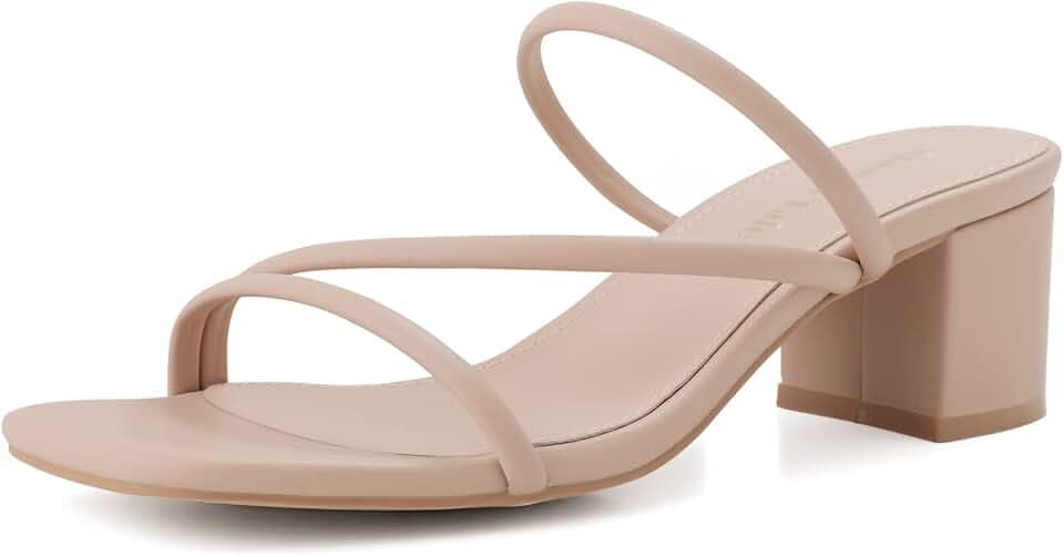 Shoe'N Tale Strappy Heels Women's Chunky Block Heel Mules