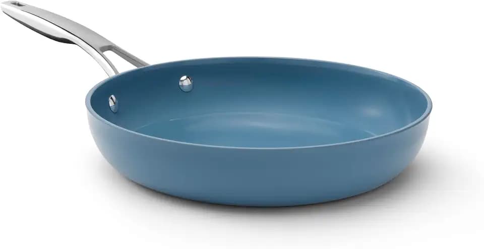 Calphalon Premier Ceramic Nonstick 12 inch Frying Pan, Durable Ceramic Pan for Searing, Sauteing, Long Lasting PFAS-Free Cookware, Dishwasher Safe, Macaron