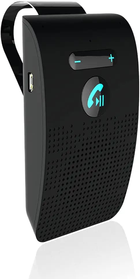 Cuifati Auto Bluetooth Lautsprecher für Handy, Freisprecheinrichtung Bluetooth 5.0 Car Kit mit Rückenclip, Auto Power On Off, Sprachführung, Schwarz