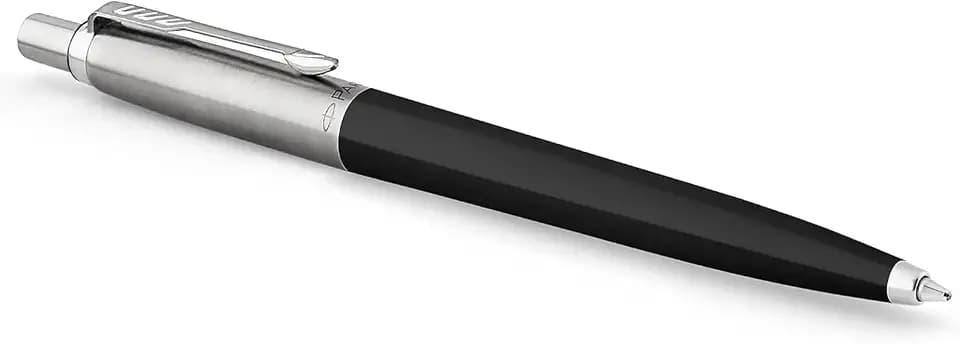 Parker Jotter Originals Ballpoint Pen, Classic Black Finish, Medium Point, Blue Ink, 1 Count - Signature Retractable Design