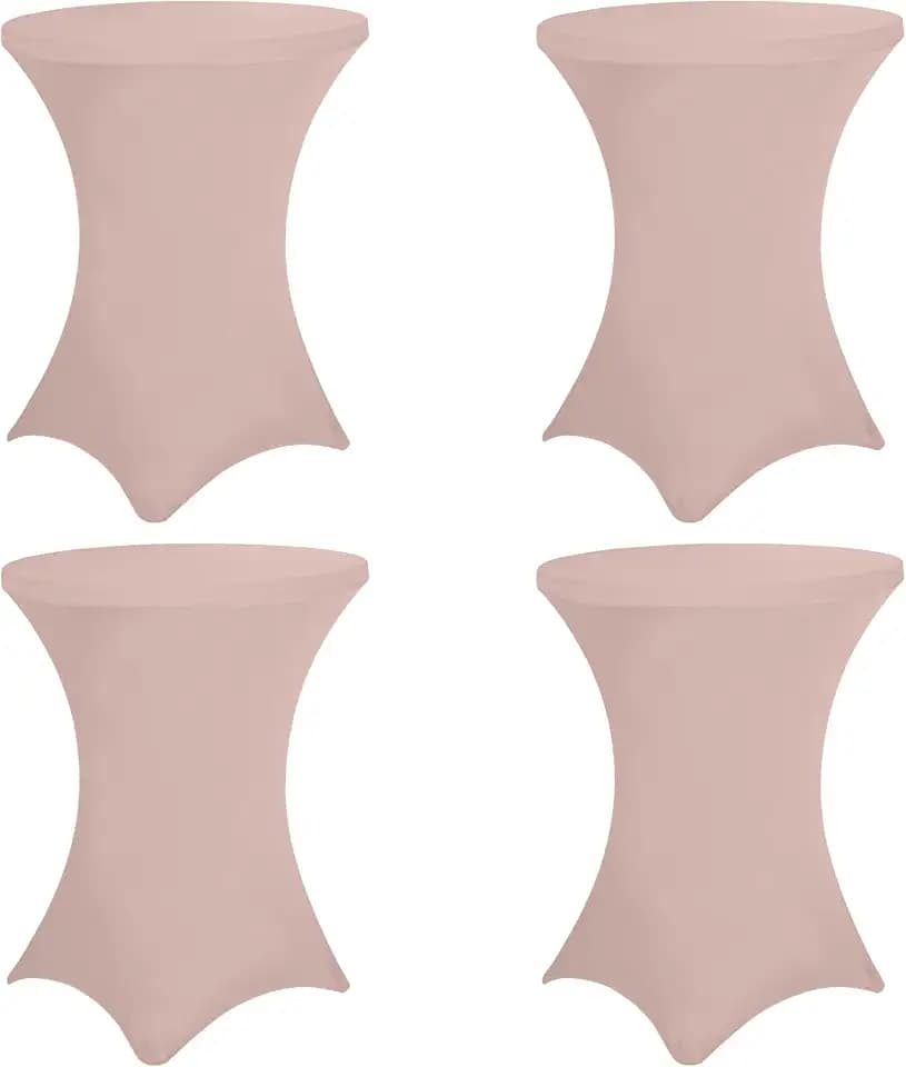 4 Pack 32x43 Inch Cocktail Table Cover Spandex Stretch Square Corners Tablecloth, Cameo Brown Cocktail Table Cloth Fitted High Top Table for Bar, Weddings, Birthday, Banquet, Party (Cameo Brown)