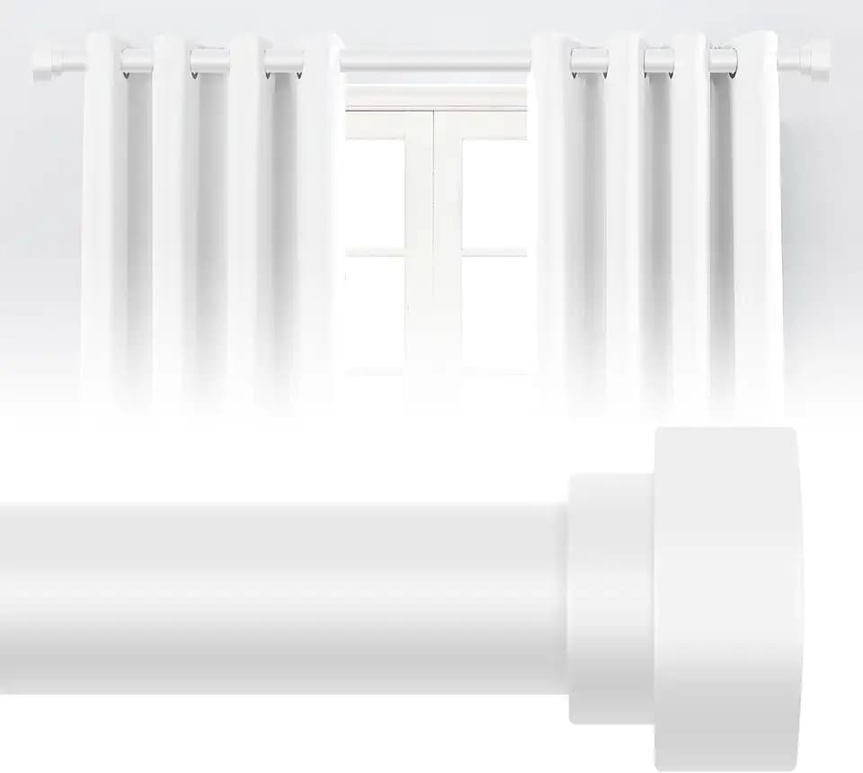 HEI! DEAR White Curtain Rods for Windows 28 to 48 Inch(2.3-4ft), 1Inch Heavy Duty Curtain Rods, Adjustable Curtains Rod, Modern Decorative Drapery Window Rod, 30-58", White