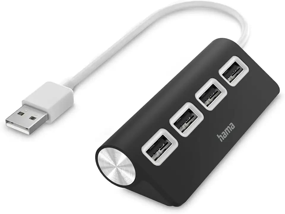Hama USB Hub 4 Ports, High-Speed, 4X USB-A, Multiport Adapter, 4in1 | USB Datenübertragung, schwarz, für Büro, Homeoffice und unterwegs, für Maus, USB-Stick, USB-Dongle, externe HDD, SSD, usw.