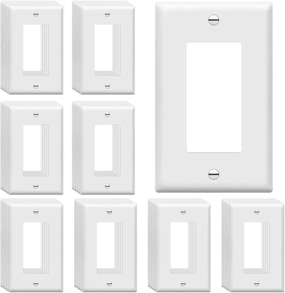 ENERLITES 1-Gang White Decorator Switch Outlet Wall Plate Cover, 40 Pack