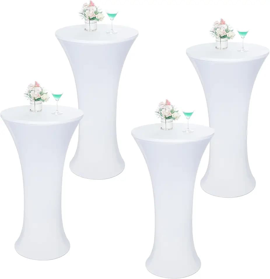 Wolkemer 4PCS 24x43 Inch Fitted Cocktail Tablecloth, Cocktail Table Cover