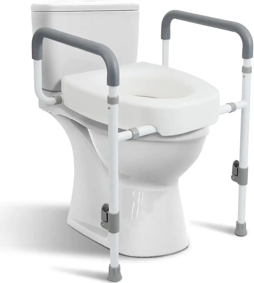 Toilet Seat Risers for Seniors with Handles, 3.5-inch Rise