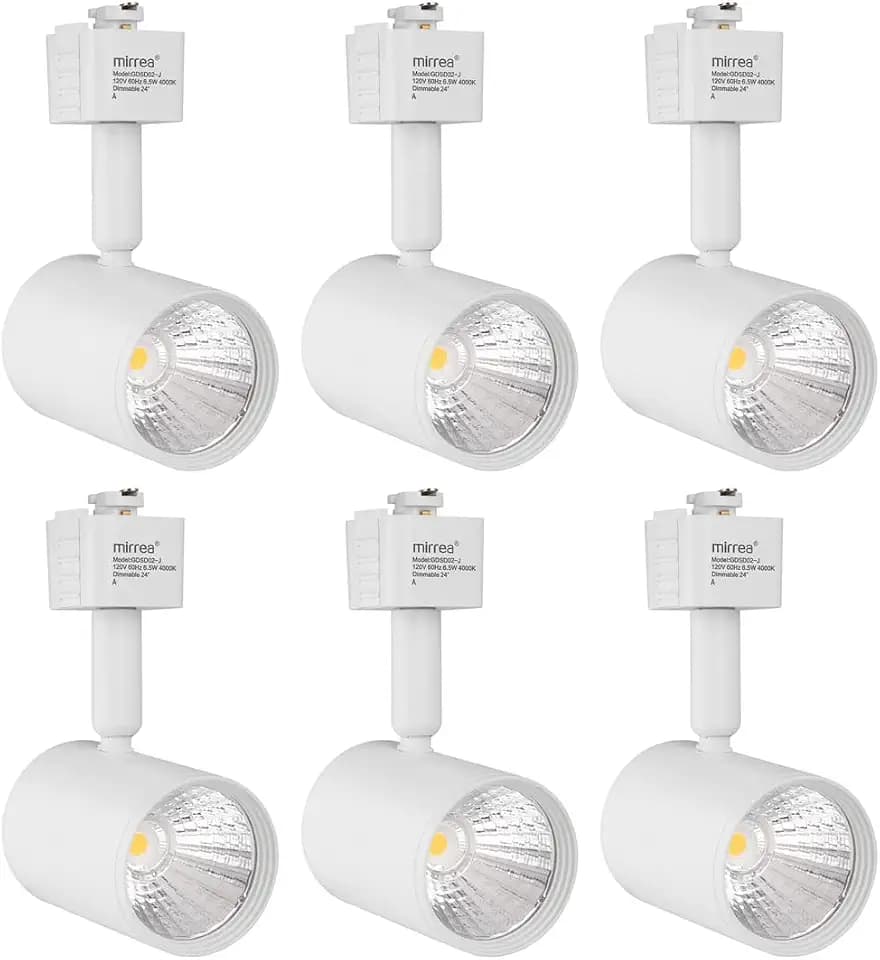mirrea 6 Pack J Type LED Track Lighting Heads 6.5W 4000K Neutral White