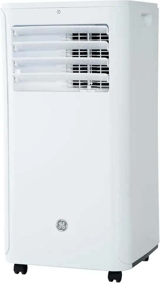 GE 6,000 BTU DOE Portable Air Conditioner for Small Rooms up to 250 Sq Ft, Compact 3-in-1 AC Unit with Dehumidifier & Fan, No-Drain Auto Evaporation, Ez Install Kit, White