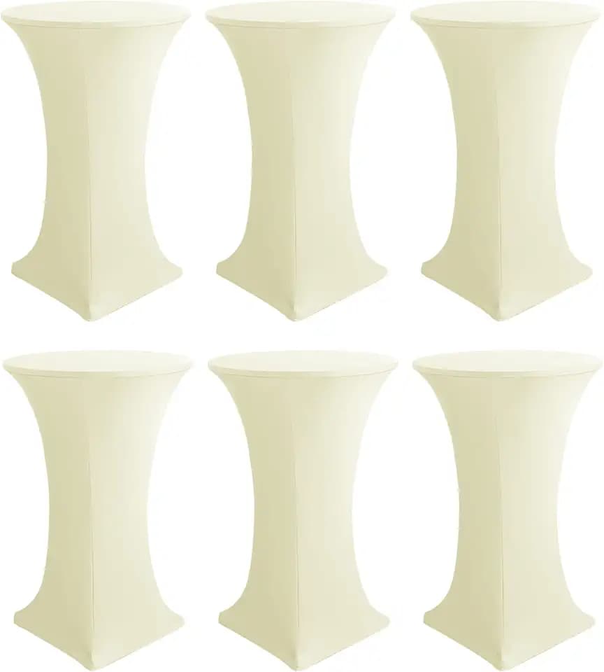 Spandex Ivory Cocktail Table Covers for 30-32 Inch High Top Pub 6 Pack