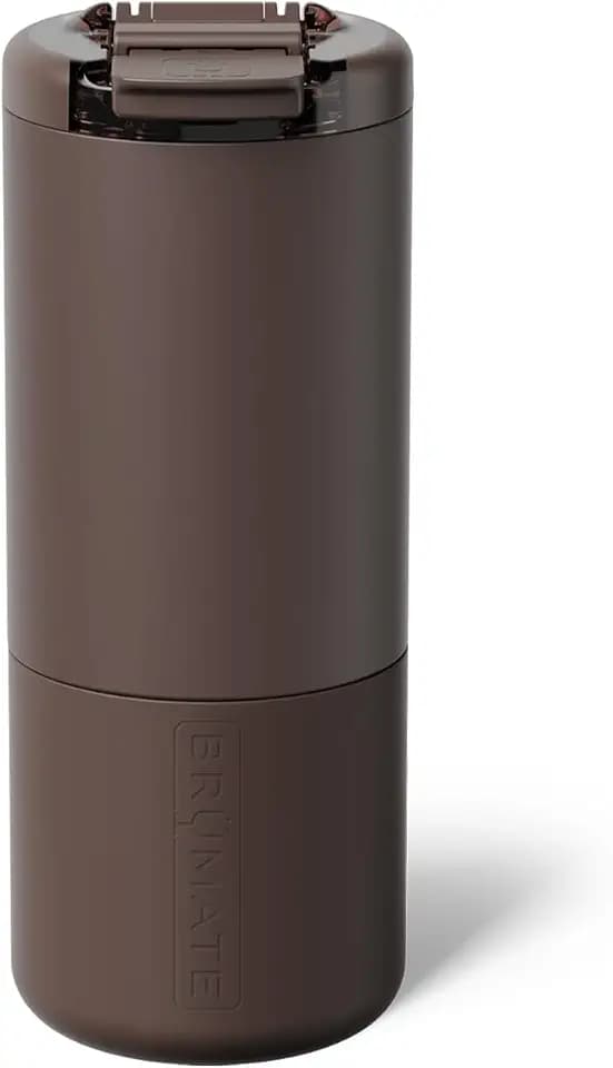 BrüMate Strova 18oz 100% Leakproof Insulated Coffee Mug | Ceramic-Lined Interior | Built-In Silicone Sleeve for Travel | Locking Flip Lid (Java)