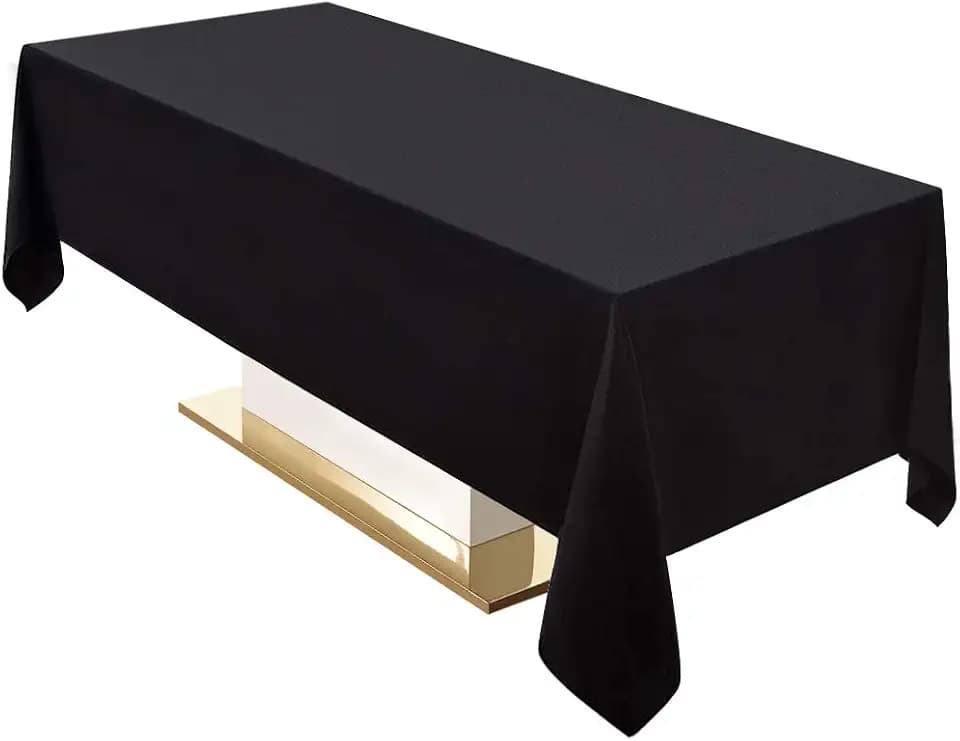 Surmente 60x102 Inch Black Tablecloth for 6 Foot Rectangle Tables