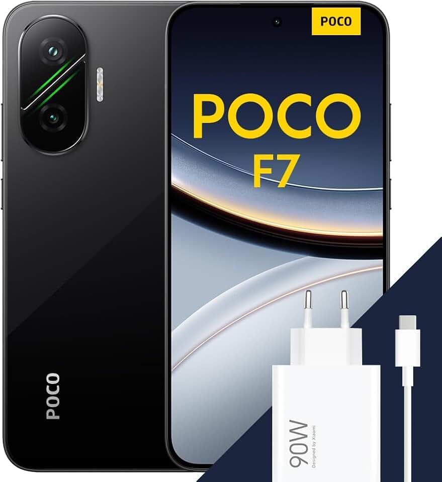 Poco F7 Smartphone, 12+256GB, 6500 mAh Akku, Sony-Kamera mit OIS, Schwarz | 6.83" 1.5K 120Hz AMOLED, Flaggschiff Snapdragon® 8s Gen 4, 50MP, Handy mit Android