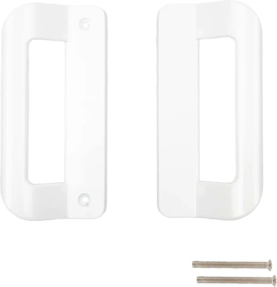 Sliding Door Handle Set (No Lock, Non-Keyed), Fits 5-3/7 Inch Screw Hole Spacing 2 Replacement White Diecast Sliding Patio Glass Door Handles Pulls