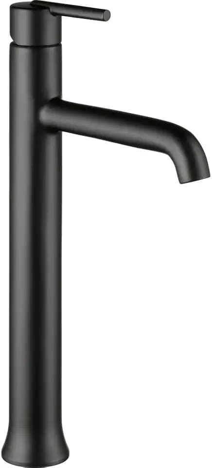 Delta Trinsic Vessel Sink Matte Black Bathroom Faucet 1 Hole, Single Hole Bathroom Sink Faucet for Vanity, Matte Black 759-BL-DST