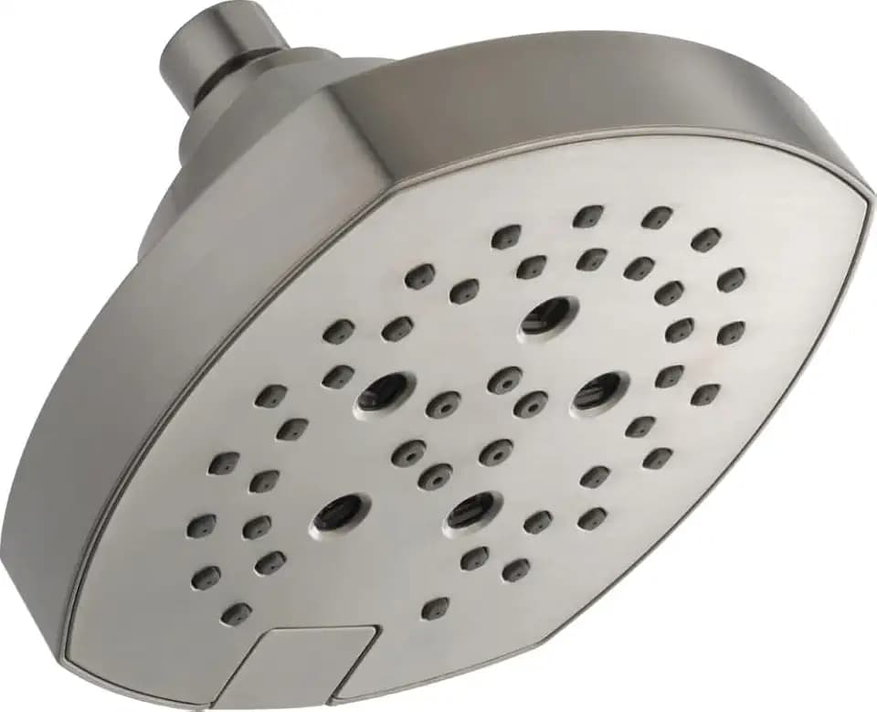Delta 5-Setting Brushed Nickel Shower Head with H2Okinetic Spray, 6 Inch Shower Head, Showerheads, 1.75 GPM Flow Rate, Lumicoat Stainless 52663-SS-PR