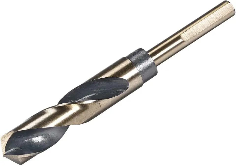 uxcell Reduced Shank Twist Drill Bits 19mm Black Nitride & Gold Titanium Coated High Speed Steel 4341 with 10mm (3/8") Shank for Stainless Steel Alloy Metal Plastic Wood