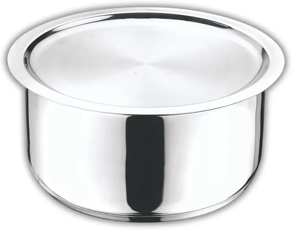 Vinod Stainless Steel 304 Grade Pot/Deep Pot/Saucepan with Lid - Diameter 14 cm, Capacity 1.1 Litre, Induction and Gas Stove Friendly, Silver