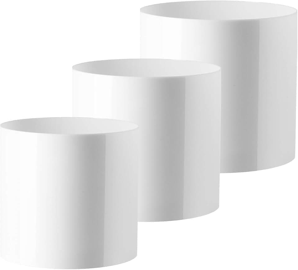 Royal Imports Plastic Cylinder Flower Vase Acrylic 3PCS (4", 5", 6") White