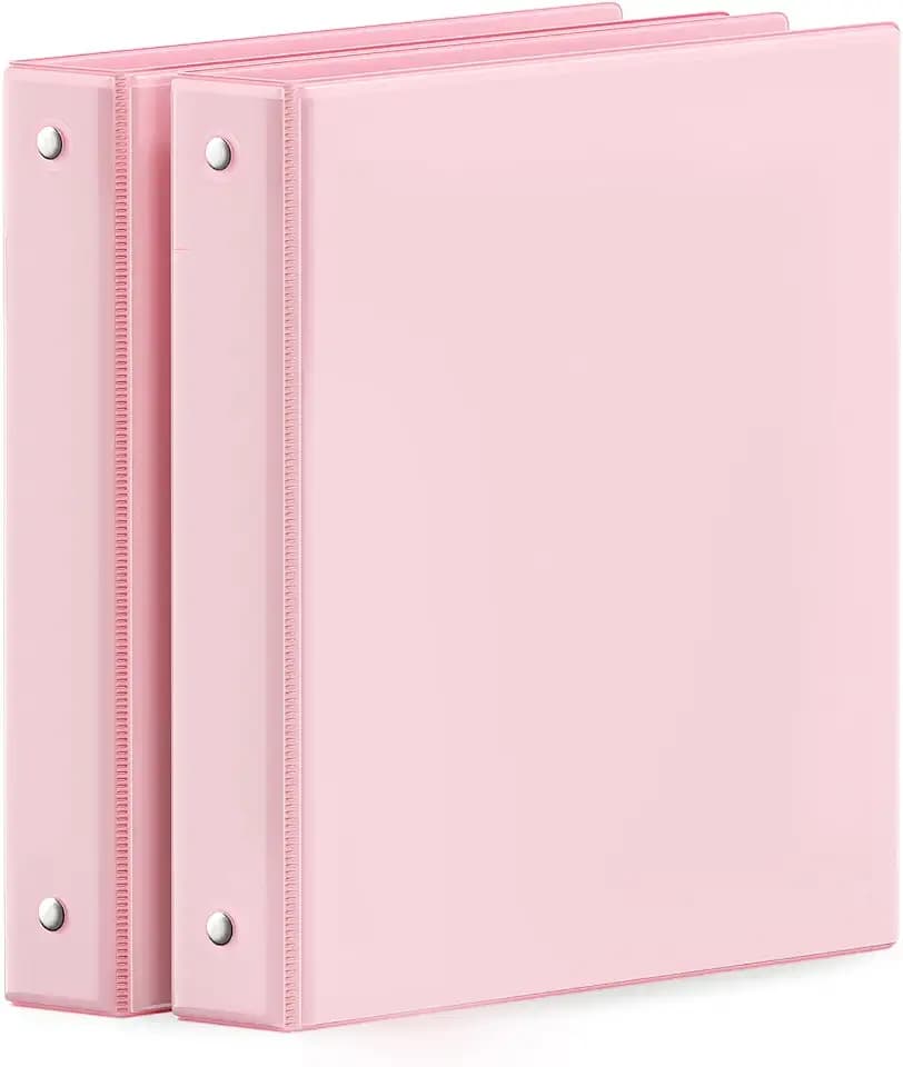 SUNEE 3 Ring Binder 1 Inch 2 Pack, Clear View Binder Three Ring PVC-Free (Fit 8.5x11 Inches) for School or Office Supplies, Pink