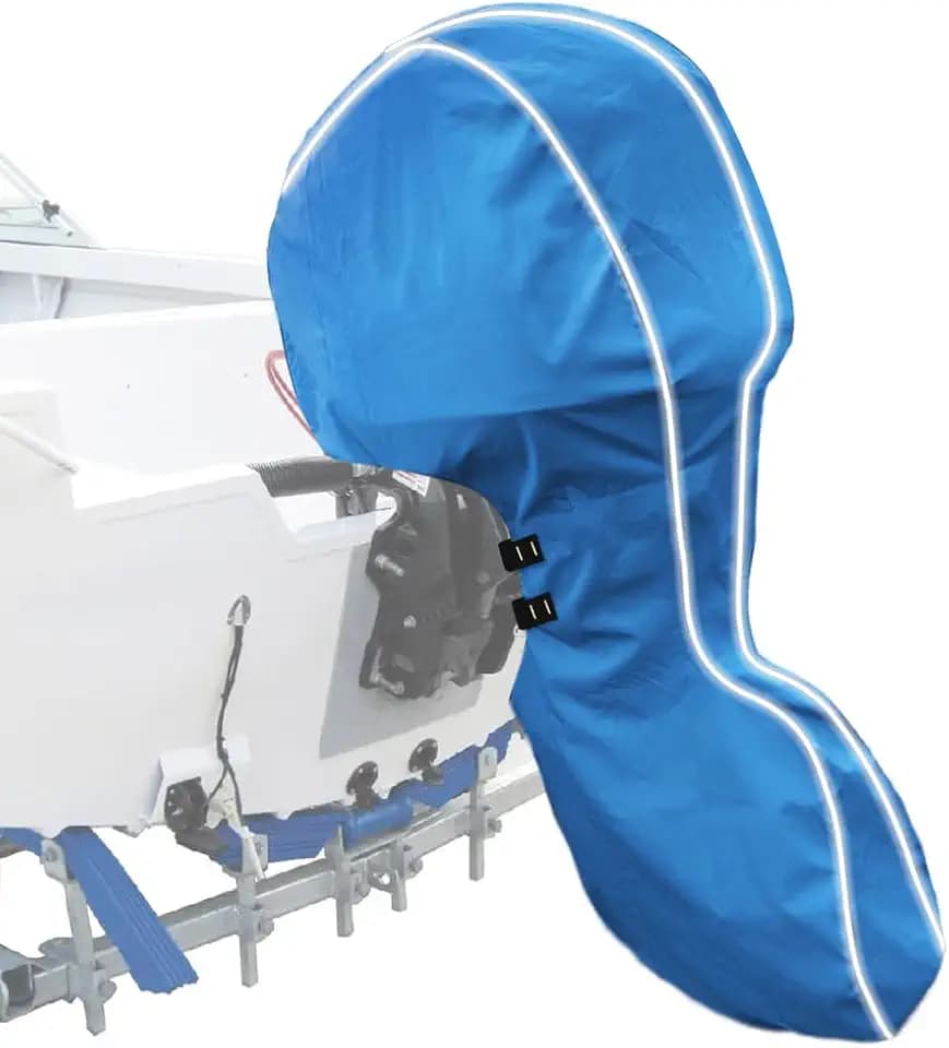 600D Fade and Crack Resistant Full Outboard Motor Cover,Heavy-Duty Waterproof and UV-Proof Boat Motor Cover,Trailerable Boat Engine Cover with Reflective Strips(Fits 175-220 HP)