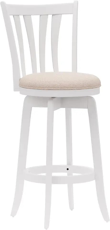 Hillsdale 29.5" Savana Wood Swivel Bar Height Stool, White