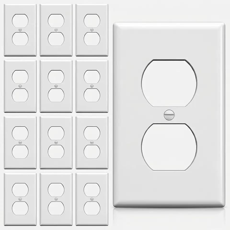 Bates- Duplex Receptacle Outlet Wall Plate, 4.5" x 2.75", 12 Pack, White