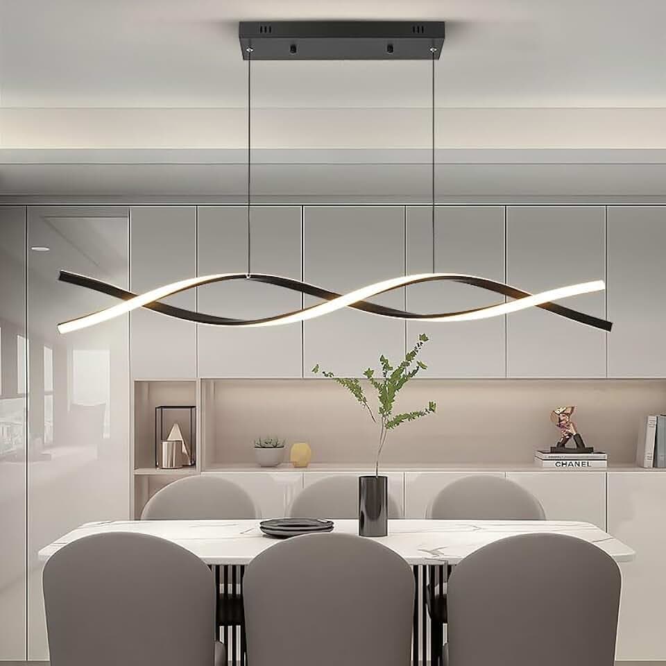 LED Pendant Lights, 3300k-6500K Adjustable Color Temperature Hanging Pendant Lighting, 47.24" Chandelier Dimmable with Remote Control, Aluminum Island Lighting Lamp Fixture for Kitchen, Dining Room