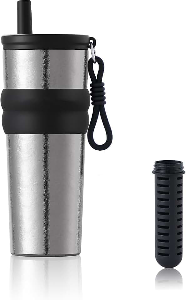 ZING TTI Titanium Coffee Cup with Titanium Straw & Flip Lid