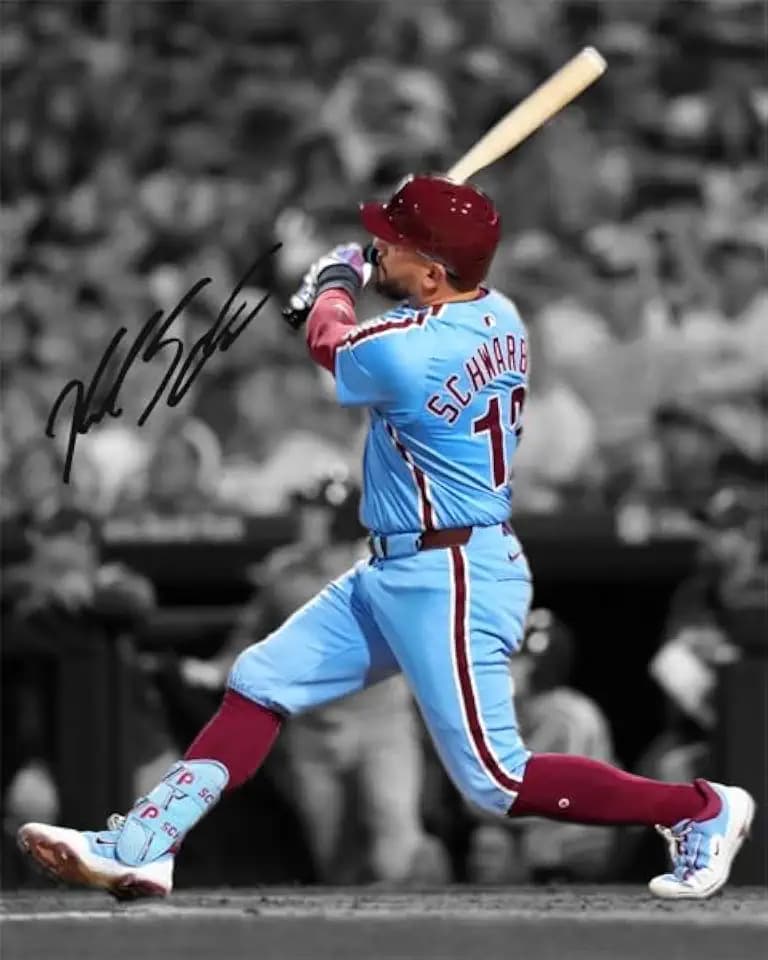 Ikonic Fotohaus Kyle Schwarber Epic Home Run Signed Photo Autograph Print Wall Art Home Decor