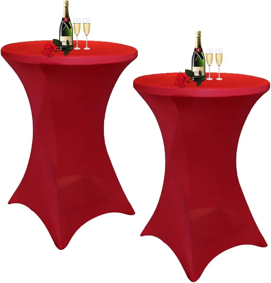 Cocktail Table Covers Red Spandex High Top Table Cloths 2 Pack 32x43 Inch